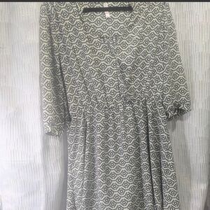 Xhilaration Black and White Geometric Long Sleeve Dress